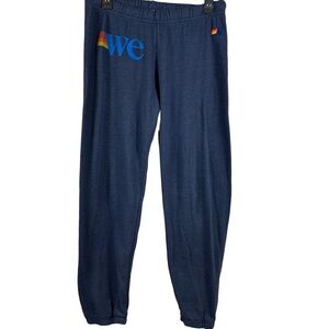 Aviator Nation Women’s Collaboration WeWork “we” Printed Sweatpants Navy Blue M
